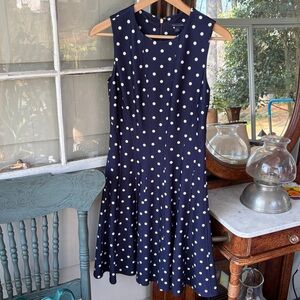 Tommy Hilfiger Navy Polka Dot Knee-Length Dress